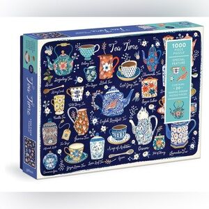 Galison Tea Time 1000 Piece Puzzle with Shaped Pieces